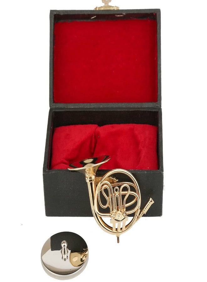 Dselvgvu Miniature French Horn with Stand and Case Brass Mini Musical Instrument French Horn Replica Collectible Figurines Dollhouse Accessories Model Home Decoration Display Ornament (3.75"x1.77") - Image 5
